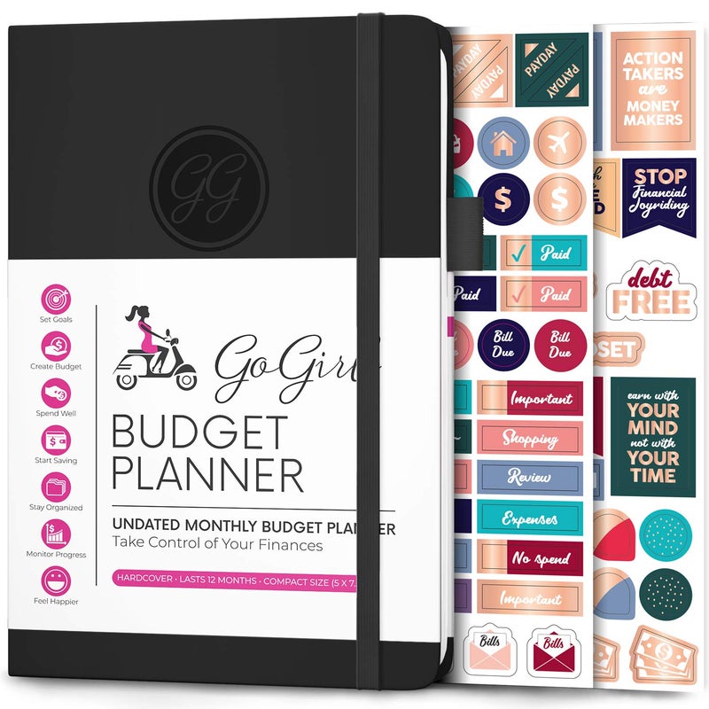 GoGirl Budget Planner - Monthly Financial Planner Organizer Budget Book. Expense Tracker Notebook Journal to Control Money  Compact (Black) - Image 1